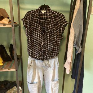 Plaid Tie-Front Shirt